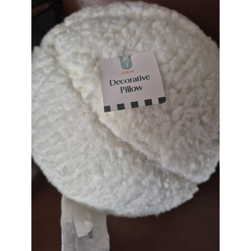 2 Target Decorative Pillows White Fluffy Ball Shaped Throw Pillows s32 - Picture 2 of 6